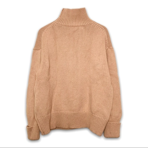 VICTORIA BECKHAM Pale Pink Oversized‎ Wool Funnel Neck Chunky Sweater Size M - Picture 7 of 12
